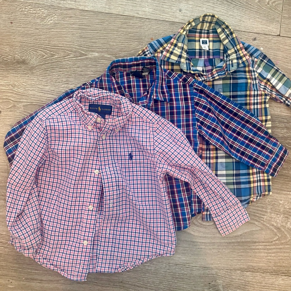 3 Button-Down Dress Shirts, 2T, Ralph Lauren etc. Looks new!!